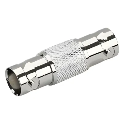 Adaptador Tipo Barril para 75 Ohm, de Conector BNC Hembra a BNC Hembra, Níquel/ Oro/ Teflón.