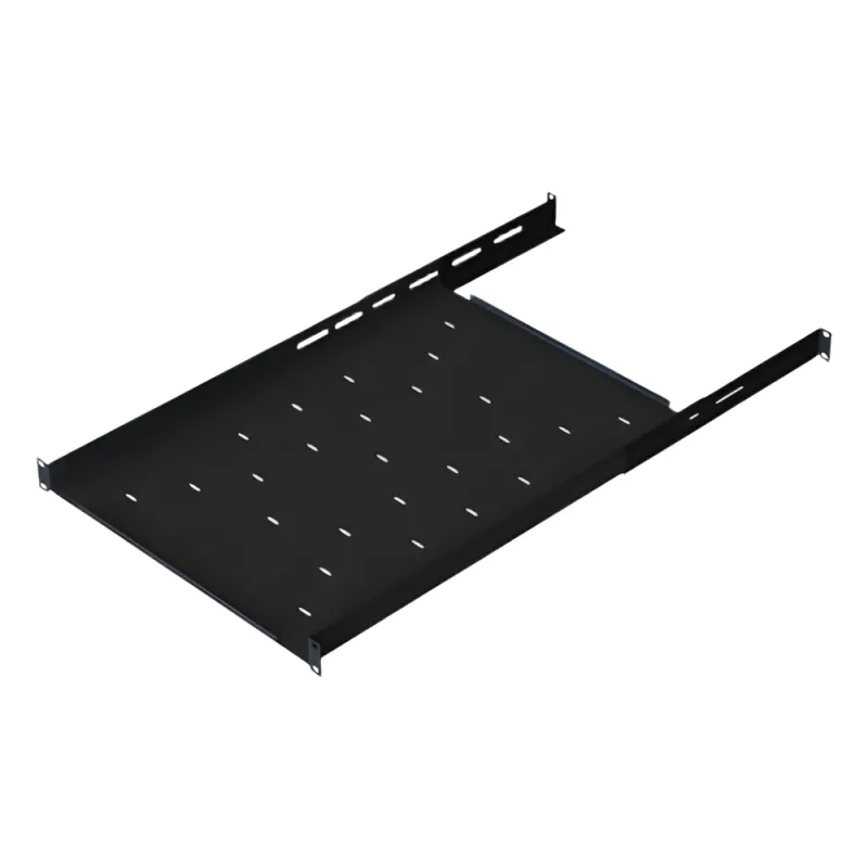 Charola Ajustable para Rack de 19" de 4 postes de 1 Unidad de Espacio. Profundidad de 633 a 816 mm