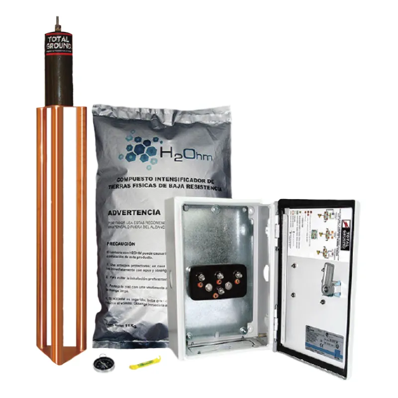 Kit de puesta a tierra de 45 A con Electrodo, Filtro, Acoplador y Compuesto H2Ohm.