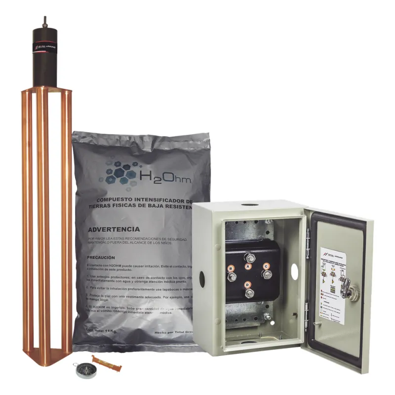 Kit de puesta a tierra de 70 A con Electrodo, Filtro, Acoplador y Compuesto H2Ohm.
