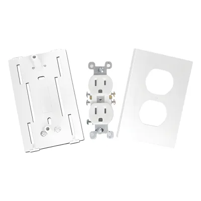 Contacto eléctrico doble, soporte y tapa color blanco de PVC auto extinguible, para canaleta TEK100 (5591-10200)