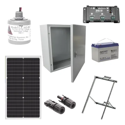 Kit Solar de 12 Vcc para alimentar energizador de cerca electrificada. Instalación de panel en poste.