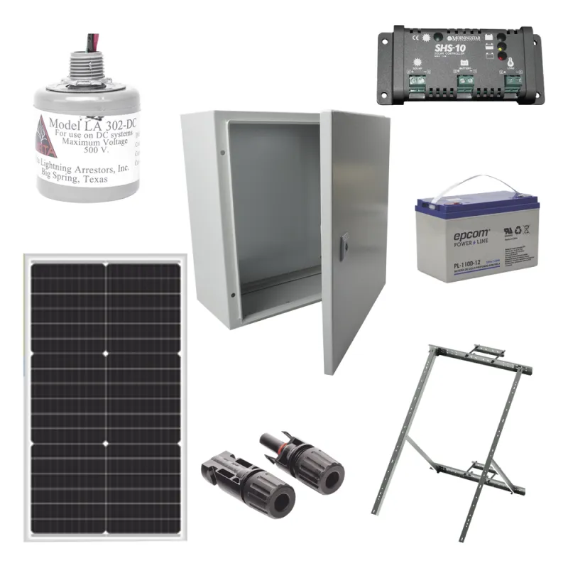 Kit Solar de 12 Vcc para alimentar energizador de cerca electrificada. Instalación de panel en poste.