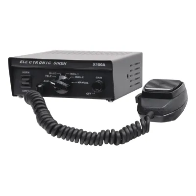 Sirena Vehicular de 100W de Potencia, Con Switch Giratorio de 6 posiciones y Micrófono Integrado de Uso Rudo