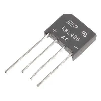 Puente Rectificador de Silicio, 4 Amp. 600 Volt, Fase Sencilla, Encapsulado KBL.