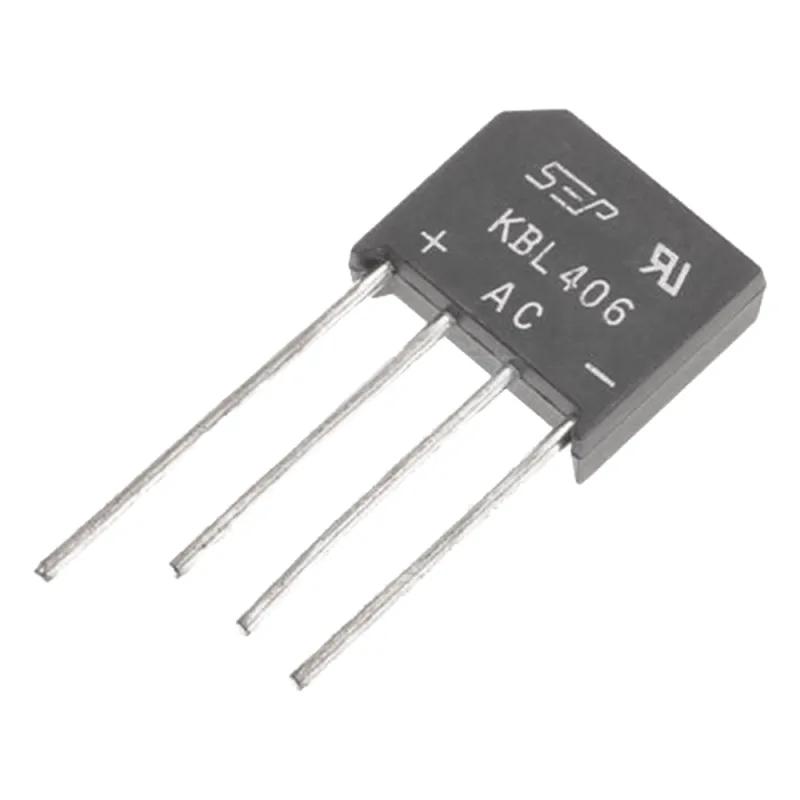 Puente Rectificador de Silicio, 4 Amp. 600 Volt, Fase Sencilla, Encapsulado KBL.
