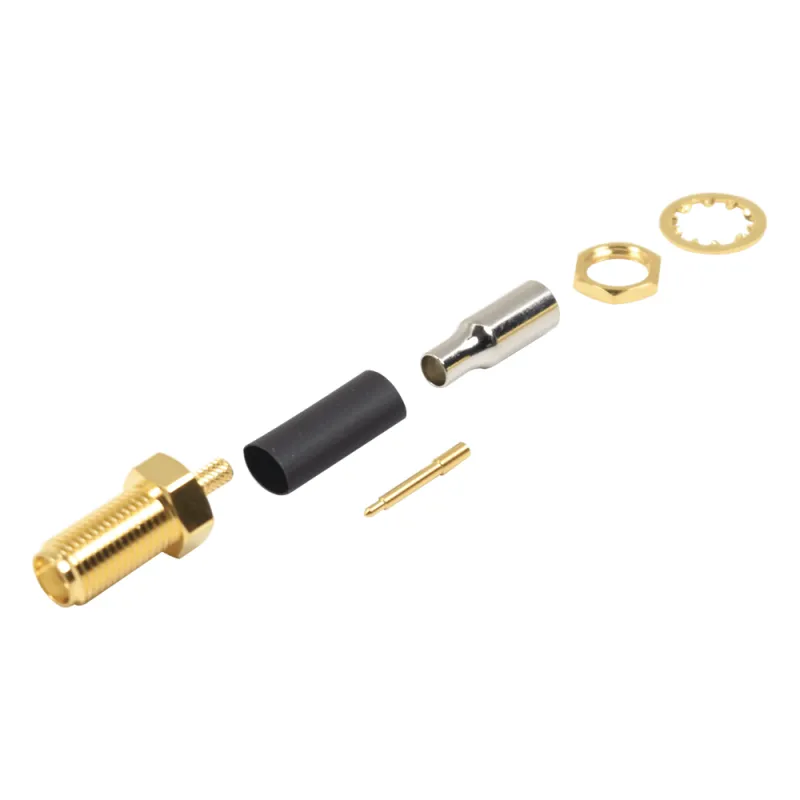 Conector SMA Hembra Inverso / Chasis en D Plano, Anillo Plegable / Cable RG-316 .