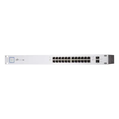Switch PoE UniFi capa 2 Administrable de 26 puertos Gigabit (24 eth PoE y 2 SFP) 802.3 af/at / Pasivo 24V, 500 Watts, throughput de 38.69 Mpps