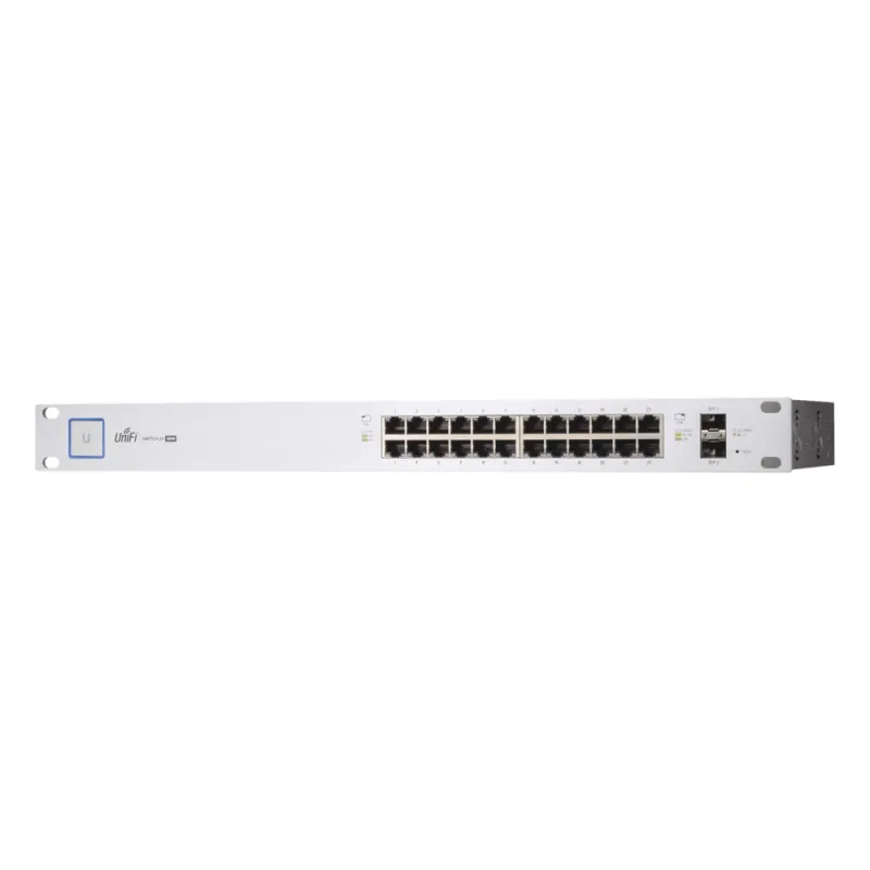Switch PoE UniFi capa 2 Administrable de 26 puertos Gigabit (24 eth PoE y 2 SFP) 802.3 af/at / Pasivo 24V, 500 Watts, throughput de 38.69 Mpps