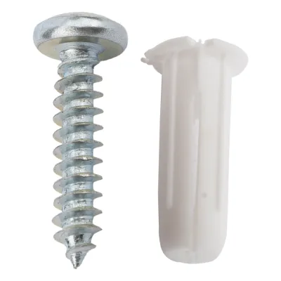Paquete de 20 taquetes blancos 3/4" y 20 tornillos 8mm x 3/4" (1101-05002)