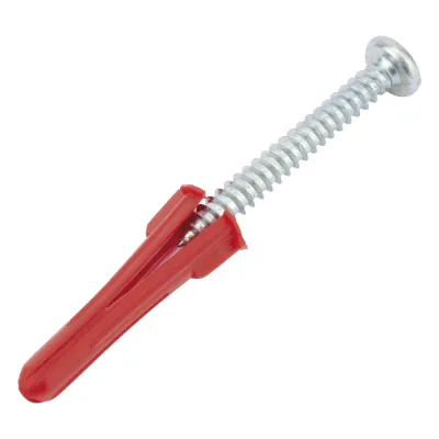 Paquete Con 10 Taquetes Rojos de 1/4" y 10 tornillos 10 x 1 1/2" (4.82 x 38 mm) (1103-05002)