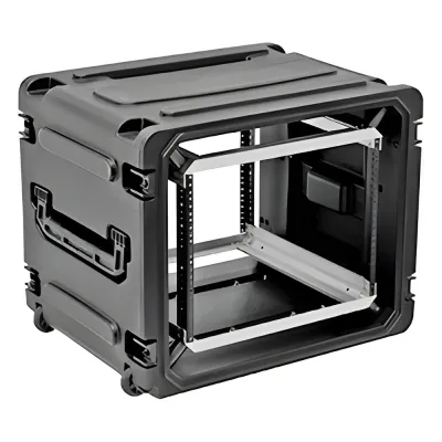 Gabinete Plástico Móvil con Amortiguador con Rack de 19", 8 Unidades.