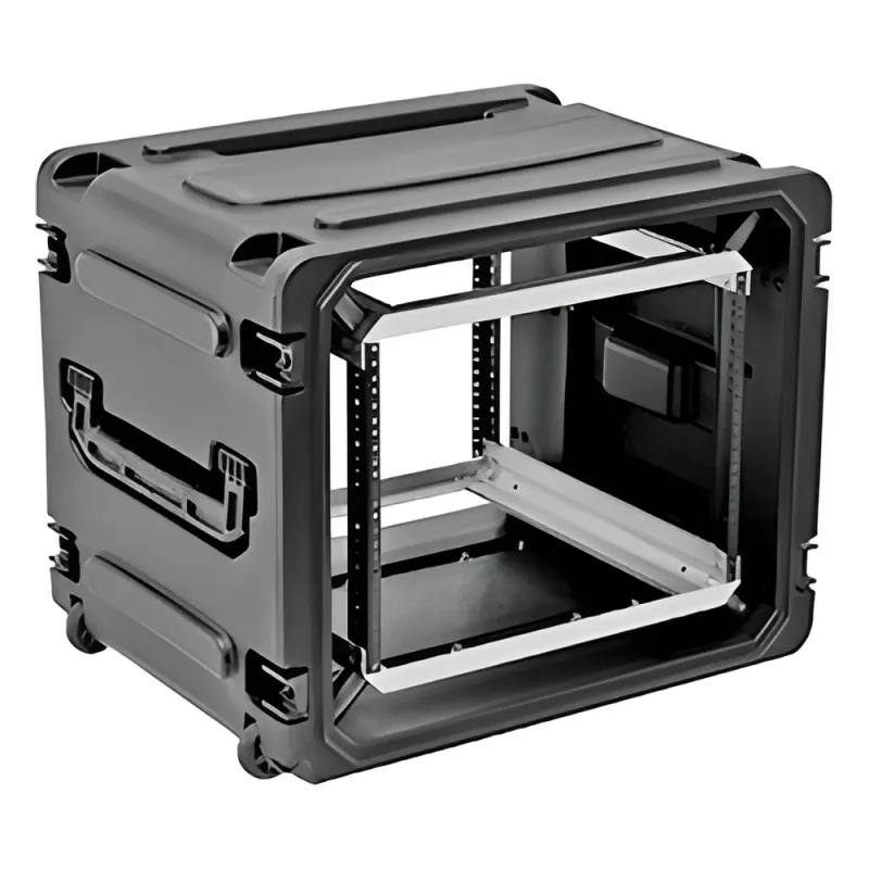 Gabinete Plástico Móvil con Amortiguador con Rack de 19", 8 Unidades.