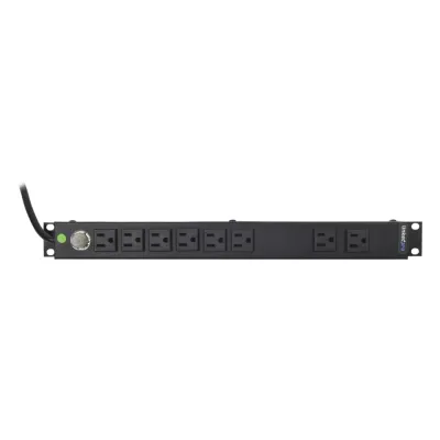Multicontacto Horizontal (PDU) de 8 Contactos (NEMA 5-15R) Rack 19" 1UR. Voltaje Entrada/Salida: 120Vca/15A