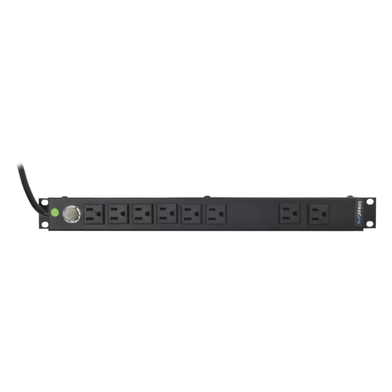 Multicontacto Horizontal (PDU) de 8 Contactos (NEMA 5-15R) Rack 19" 1UR. Voltaje Entrada/Salida: 120Vca/15A