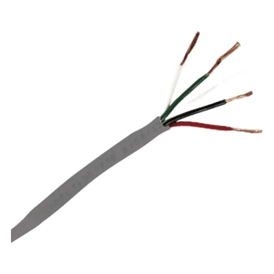 Bobina de 305 Metros (1000 Pies) / Cable de Cobre / 4 X 18 AWG / Tipo Alarmas UL / Para Interior / Color Gris / Para Aplicaciones de Alarmas de Intrusión / Interfonos / TV Porteros / y Multi-Propósito / Hecho en México