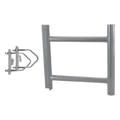 Montaje de Soporte Lateral en Forma de H para Instalar Antenas Colineales de Fibra de Vidrio a una Separación de 38 cm. de la Torre.