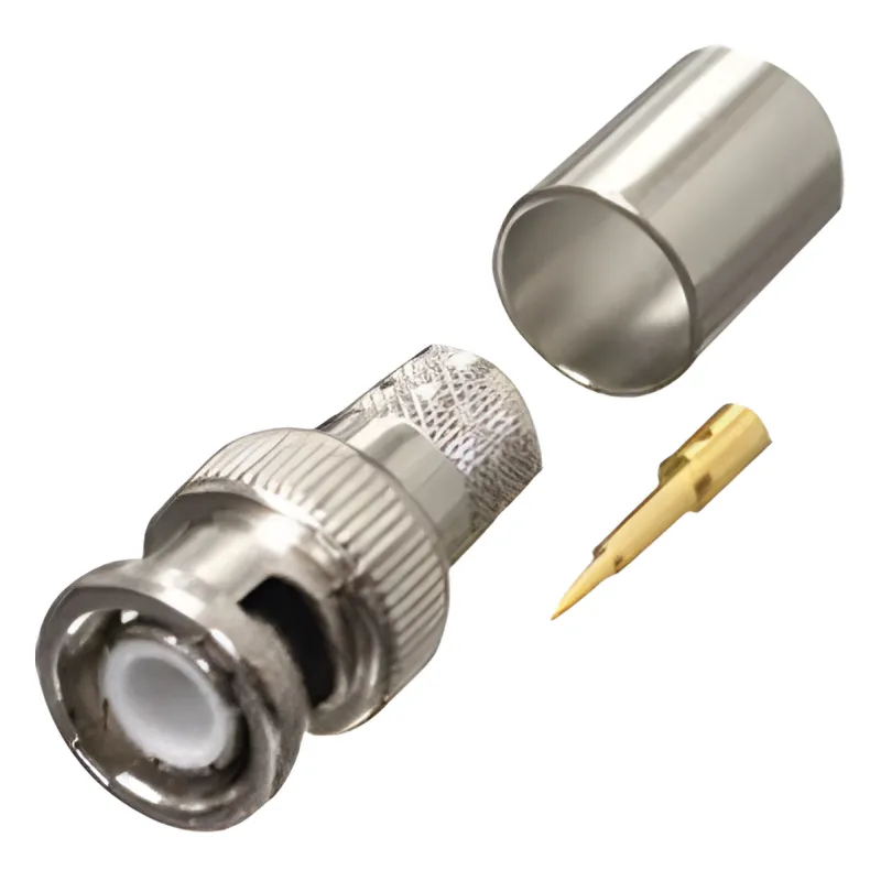 Conector BNC Macho de Anillo Plegable para RG-8/U, LMR-400, 9913, CNT-400, Níquel/ Oro/ Teflón.