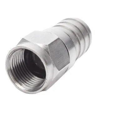 Conector F Macho, 75 Ohm, Plegable para Cable RG-6/U sin pin, Niquel/Polietileno.