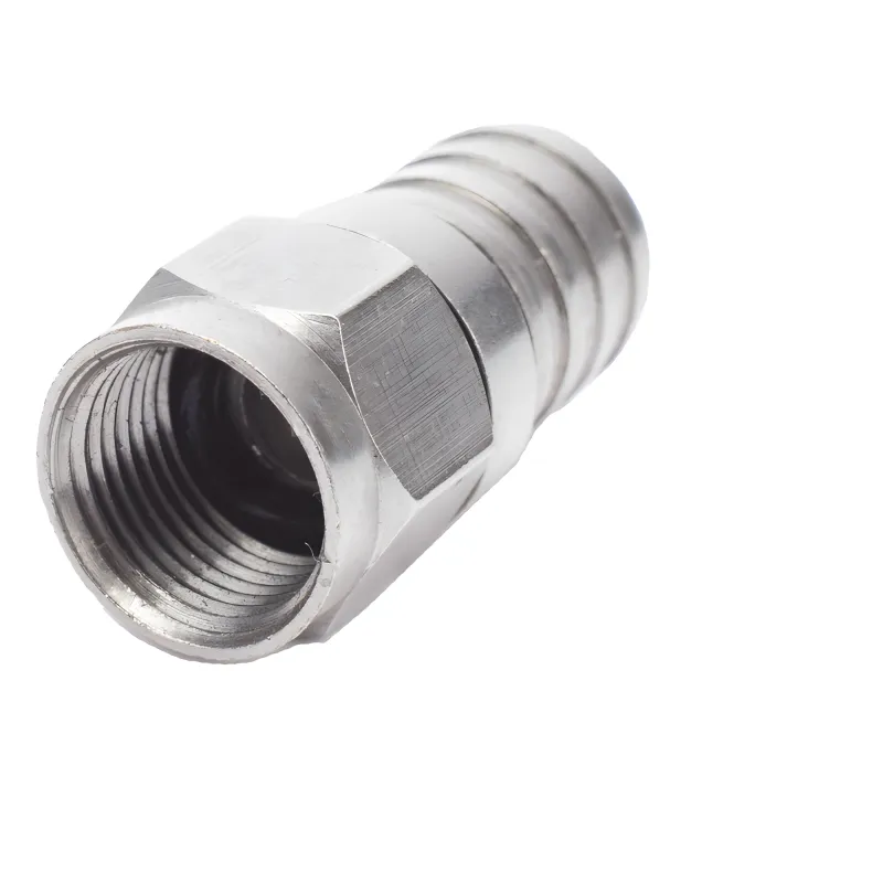 Conector F Macho, 75 Ohm, Plegable para Cable RG-6/U sin pin, Niquel/Polietileno.