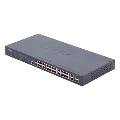 Switch administrable de 24 puertos 10/100TX PoE+ y 2 puertos combo TP/SFP Gigabit