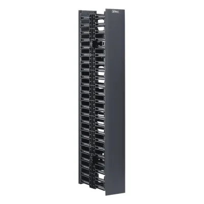 Organizador Vertical NetRunner, Doble (Frontal y Posterior), Para Rack Abierto de 45 Unidades, 4.9in de Ancho, Color Negro