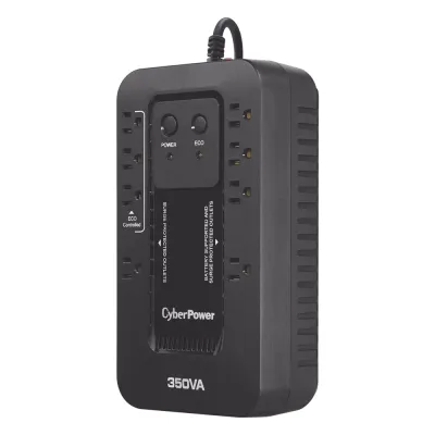 UPS de 350 VA/255 W, Topología Standby con Modo Ahorrador ECO, Entrada 120 Vca NEMA 5-15P, Con 8 Tomas NEMA 5-15R