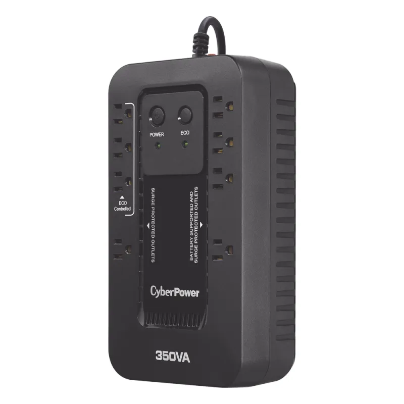 UPS de 350 VA/255 W, Topología Standby con Modo Ahorrador ECO, Entrada 120 Vca NEMA 5-15P, Con 8 Tomas NEMA 5-15R