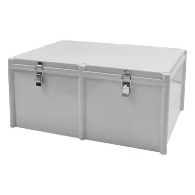 Gabinete Plástico para Exterior (IP65) de 560 X 380 x 265 mm Cierre por broche.