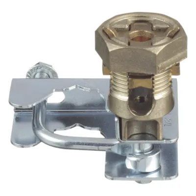 Abrazadera para Tierra Física en Base de Piso Falso, para Cables de 6 a 1/0 AWG. Para Pedestales Cuadrados de 7/8" y Circulares de 1" a 1 1/8"