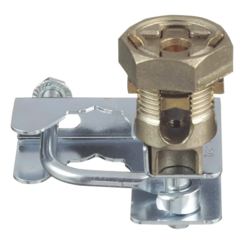 Abrazadera para Tierra Física en Base de Piso Falso, para Cables de 6 a 1/0 AWG. Para Pedestales Cuadrados de 7/8" y Circulares de 1" a 1 1/8"