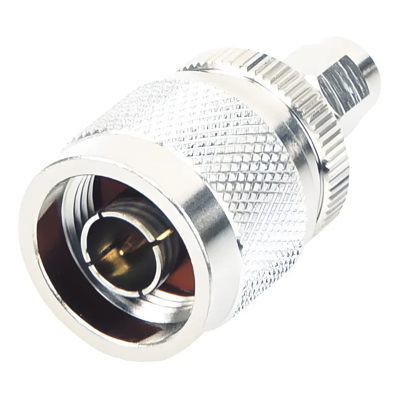 Adaptador en Línea, de Conector SMA Macho Inverso a N Macho, Níquel/ Oro/ Teflón.