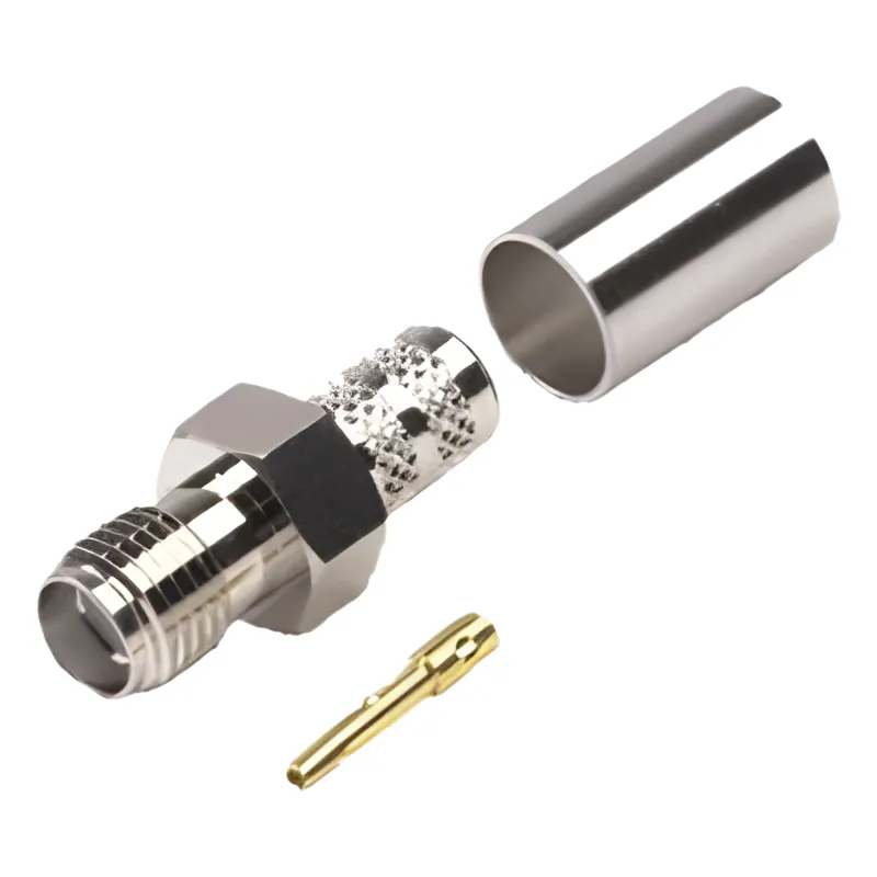 Conector SMA Hembra de Anillo Plegable para Cables RG-8/X, LMR-240, 9258, Niquel/Oro/Teflón.