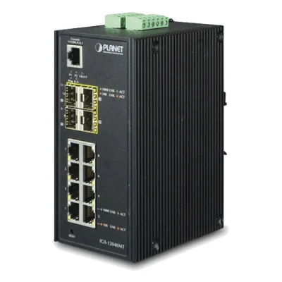 Switch Industrial Administrable de 8-Puertos 10/100/1000T + 4-Puertos 100/1000X SFP