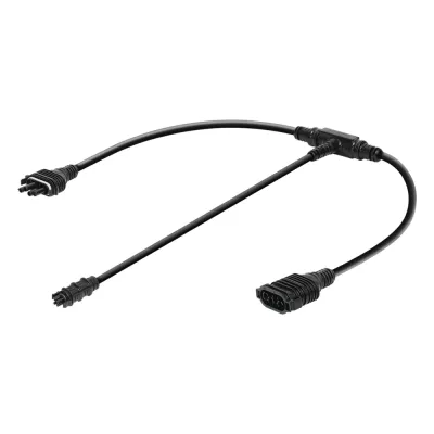Cable troncal "Y". conecta paneles y dispositivos tales como microinversor y sistema de monitoreo en un conjunto.