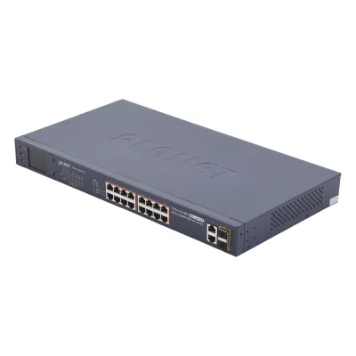 Switch No Administrable PoE+ Extender, Aislamiento VLAN de 16 Puertos +, 2 Combo TP/SFP Gigabit y Pantalla