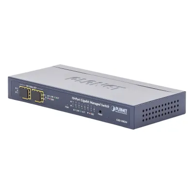 Switch Administrable de Escritorio de 8 Puertos Gigabit/ 2 Puertos SFP / 20 Gbps Switching / PoE In 802.3af/at / Dual Power DC + PoE / VLAN Q-in-Q / IPv6/IPv4/ Administración Remota con CloudNMS