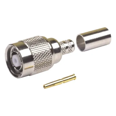 Conector TNC Macho Inverso de Anillo Plegable para Cables LMR-240, RG-8/X, Níquel/ Oro/ Teflón.