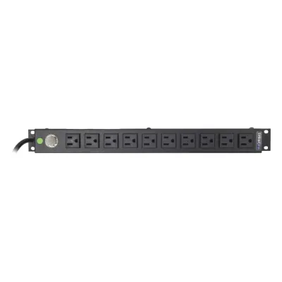 Multicontacto Horizontal (PDU) de 10 Contactos (NEMA 5-15R) Rack 19" 1UR. Voltaje Entrada/Salida: 120Vca/15A