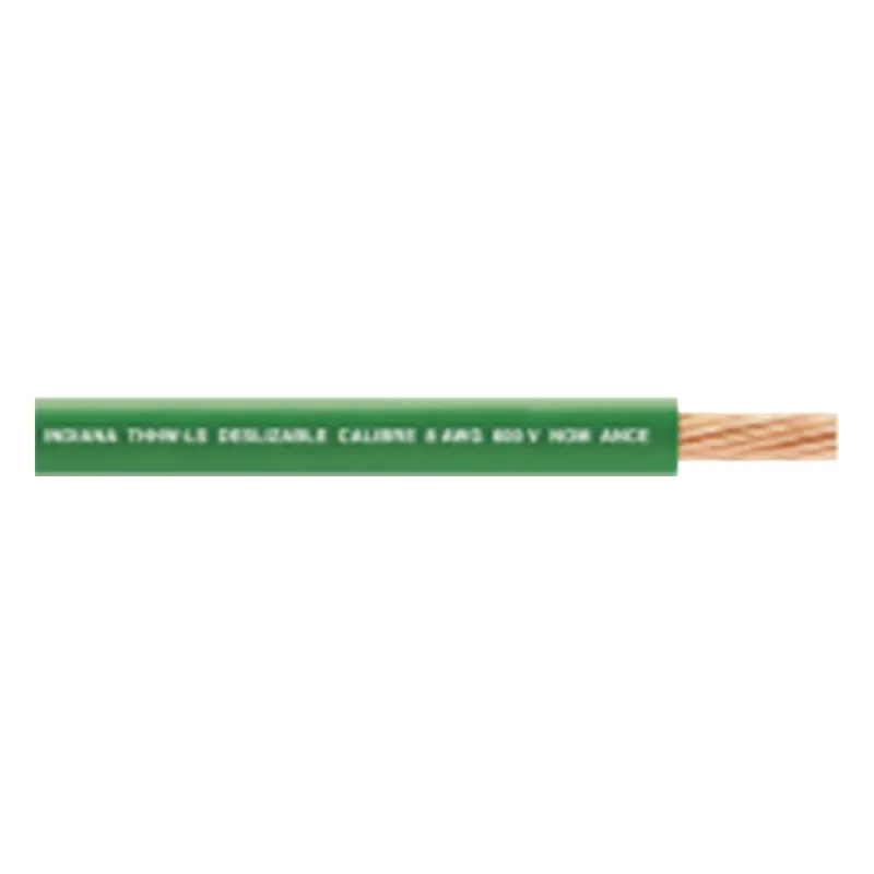 Cable Eléctrico de Cobre Recubierto THW-LS Calibre 4 AWG 19 Hilos Color Verde (100 metros)