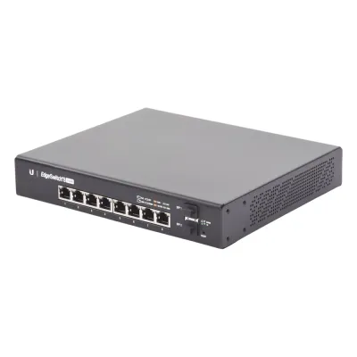 Switch EdgeMAX Administrable de 8 Puertos Gigabit con PoE+/PoE Pasivo 24V + 2 Puertos SFP, 150 W
