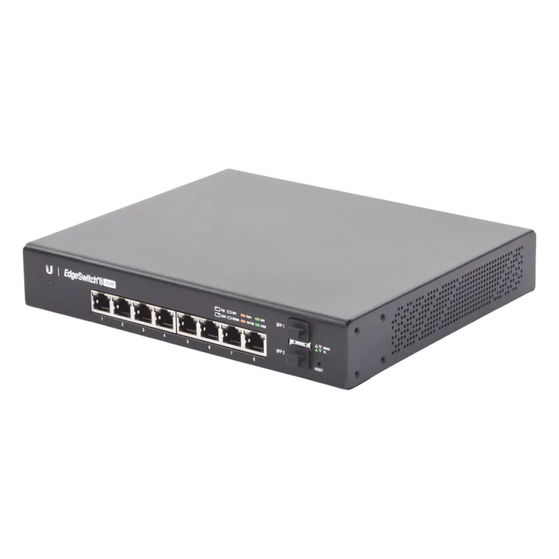 Switch EdgeMAX Administrable de 8 Puertos Gigabit con PoE+/PoE Pasivo 24V + 2 Puertos SFP, 150 W