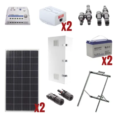 Kit Solar de 28 W con PoE Pasivo 24 Vcc para 2 Radios de Ubiquiti airMAX, Cambium ePMP
