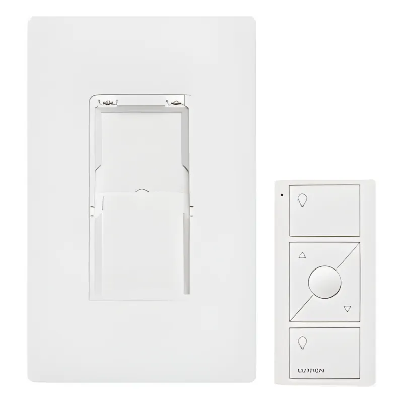 Kit de control Pico inalámbrico de 3 botones con subir/bajar para montaje en pared, incluye adaptador y placa Claro, para Caseta Wireless, RadioRA 2 y HomeWorks QS