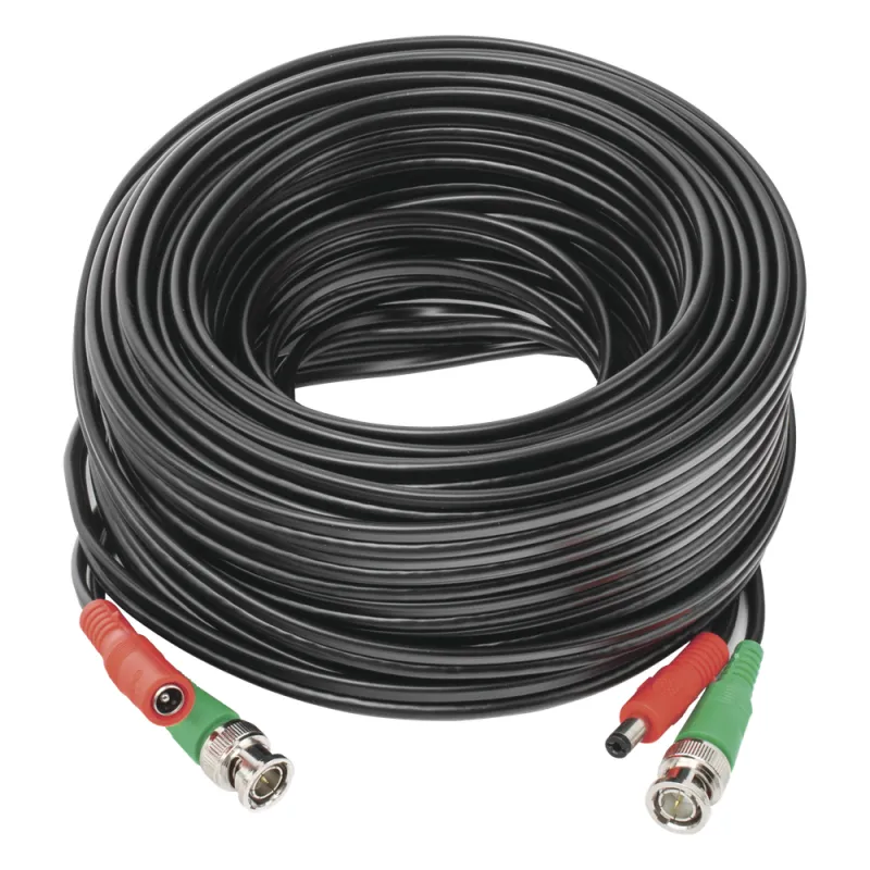Cable Coaxial (BNC RG59) + Alimentación / SIAMES / 20 Metros (65.62 Pies) / 100% COBRE / Para Cámaras 4K / Uso Interior y Exterior