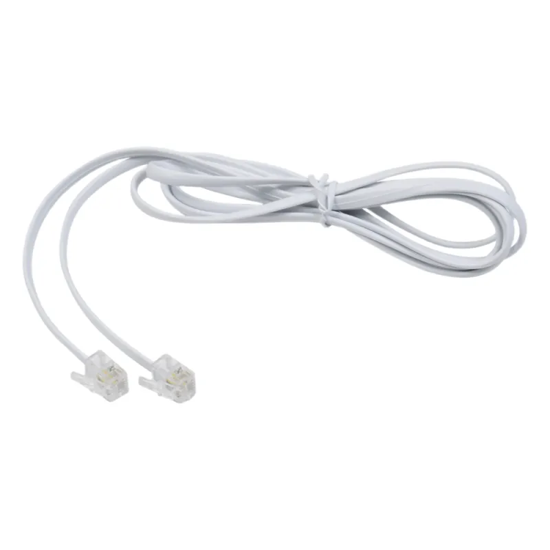 Cable Telefónico RJ11, Plano, Color Blanco, 1.5 Metros (4.92 Pies)