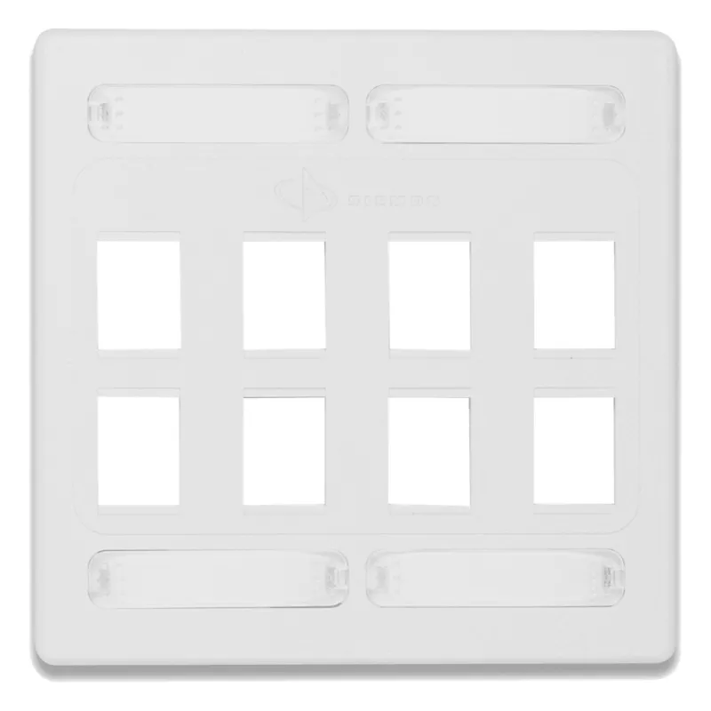 Placa de Pared Doble Modular 10G MAX de 8 Salidas, Color Blanco