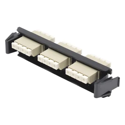 Placa Acopladora de Fibra Óptica Quick-Pack, Con 3 Conectores LC Quad (12 Fibras), Para Fibra Multimodo, Beige