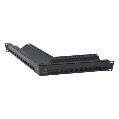 Patch Panel Z-MAX de 24 Puertos, Blindado, Precargado con Jacks Categoría 6A, Angulado, 1UR