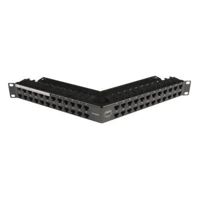 Patch Panel Z-Max de 48 Puertos, Blindado, Precargado con Jacks Categoría 6A, Angulado, 1UR